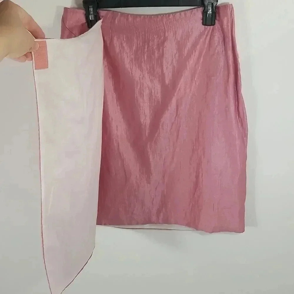 {DKNY} Asymmetrical Wrap Skirt in Damask Rose - Picture 5 of 13